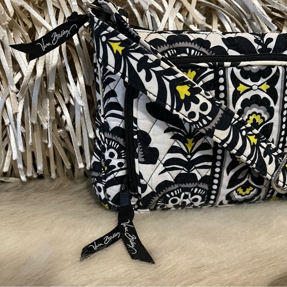 Vera Bradley Black & White with Yellow accents Little Hipster Crossbody Bag - Picture 2 of 14
